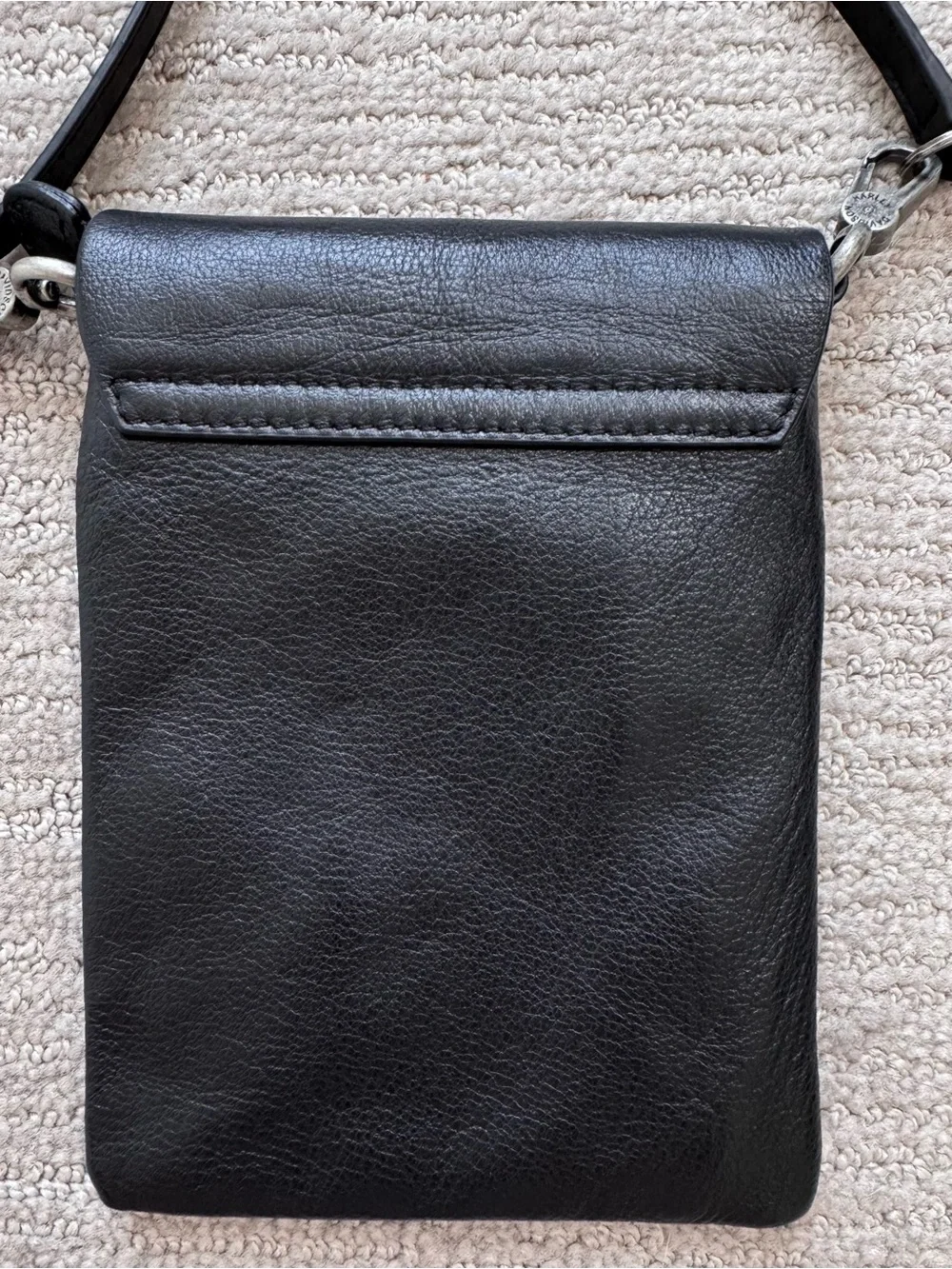 Harley-Davidson Black Leather Skull Fringe Crossbody 5x7” Bag Biker Gothic Rock
